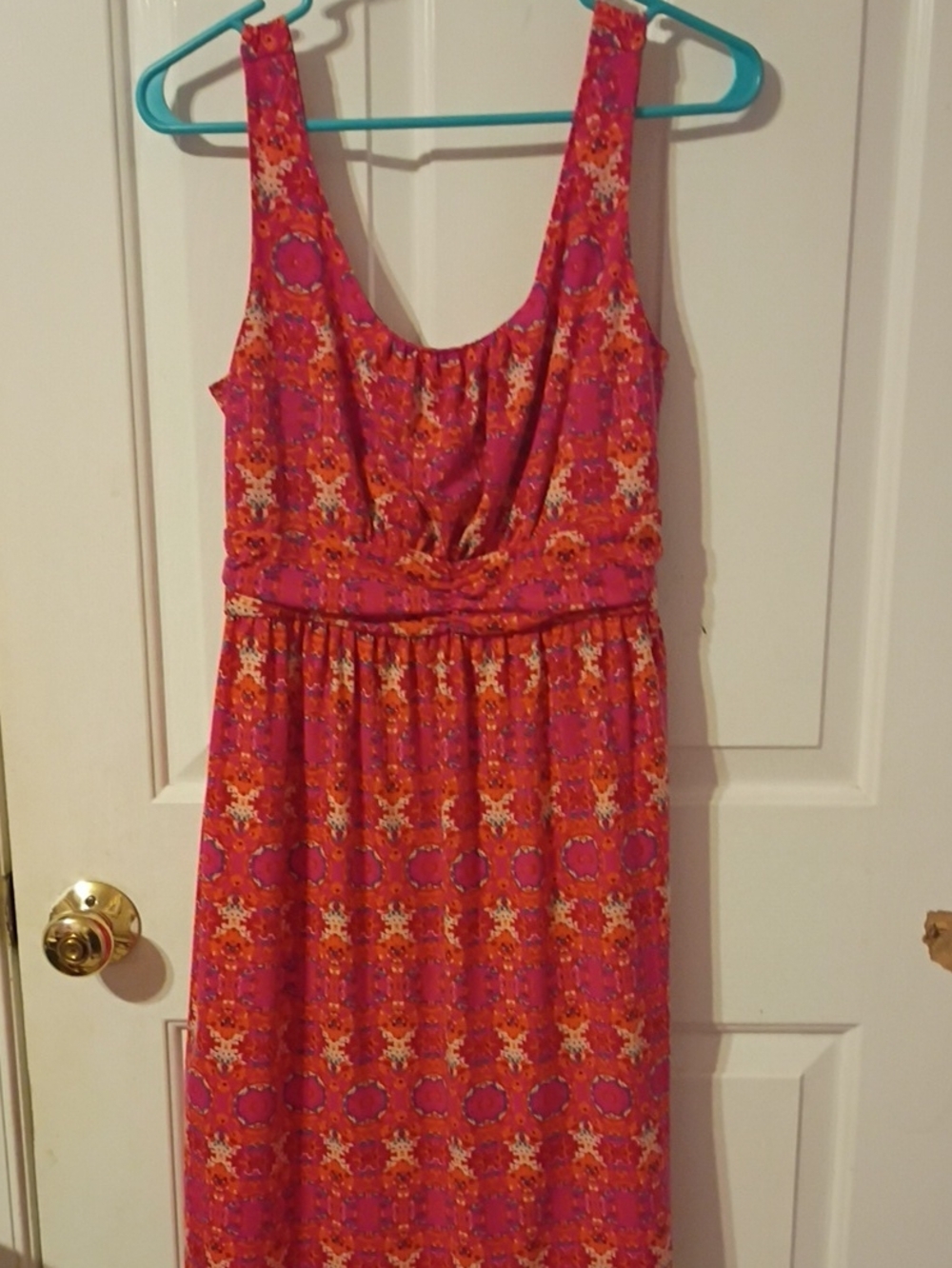 Bright Pink Printed Sleeveless Women’s Dress
